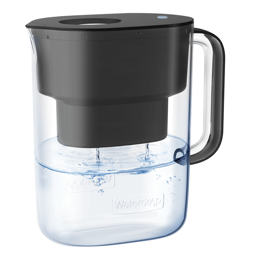 Waterdrop 200-Gallon Long-Life Lucid 10-Cup Water Filter Pitcher, NSF Certified, 5X Times Lifetime, Reduces TDS, PFAS, PFOA/PFOS, Chlorine, BPA Free, Black